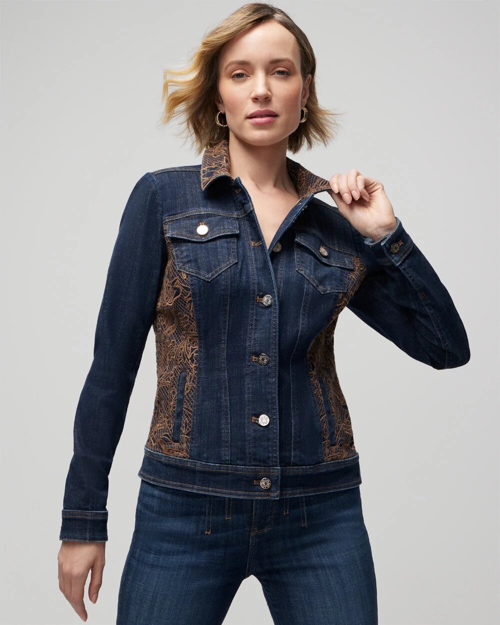 Embroidered Eyelet Denim Jacket | White House Black Market